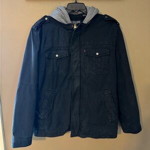 Men’s Levi's Military Field Jacket with Built In Hoodie - Black/Grey